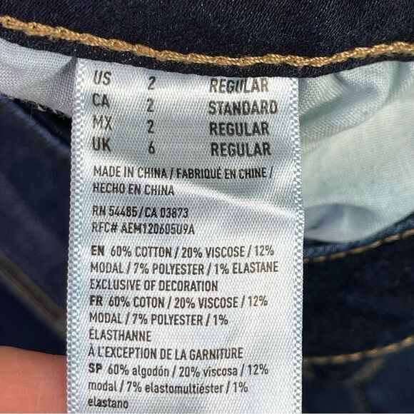 American Eagle Jeans Women's 2 Blue Skinny Low Rise Dark Denim Stretch - Picture 7 of 12